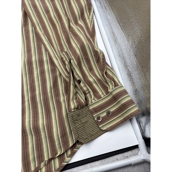 Banana Republic Men's Long Sleeve Button Up Shirt Size Large Brown Stripes - Picture 6 of 12